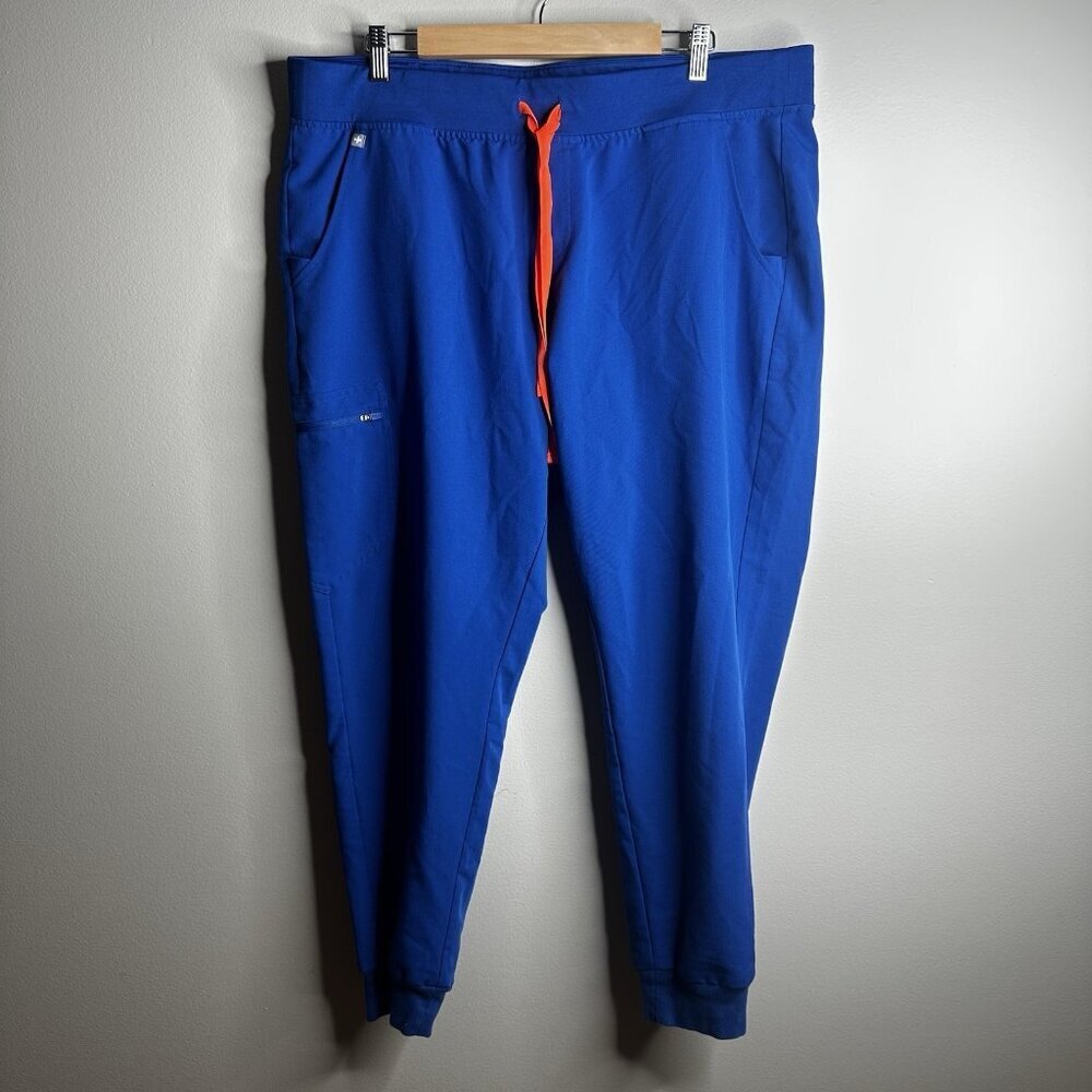 FIGS Zamora Pants Women 2XL Blue Orange‎ Joggers Technical Scrubs Medical #3459